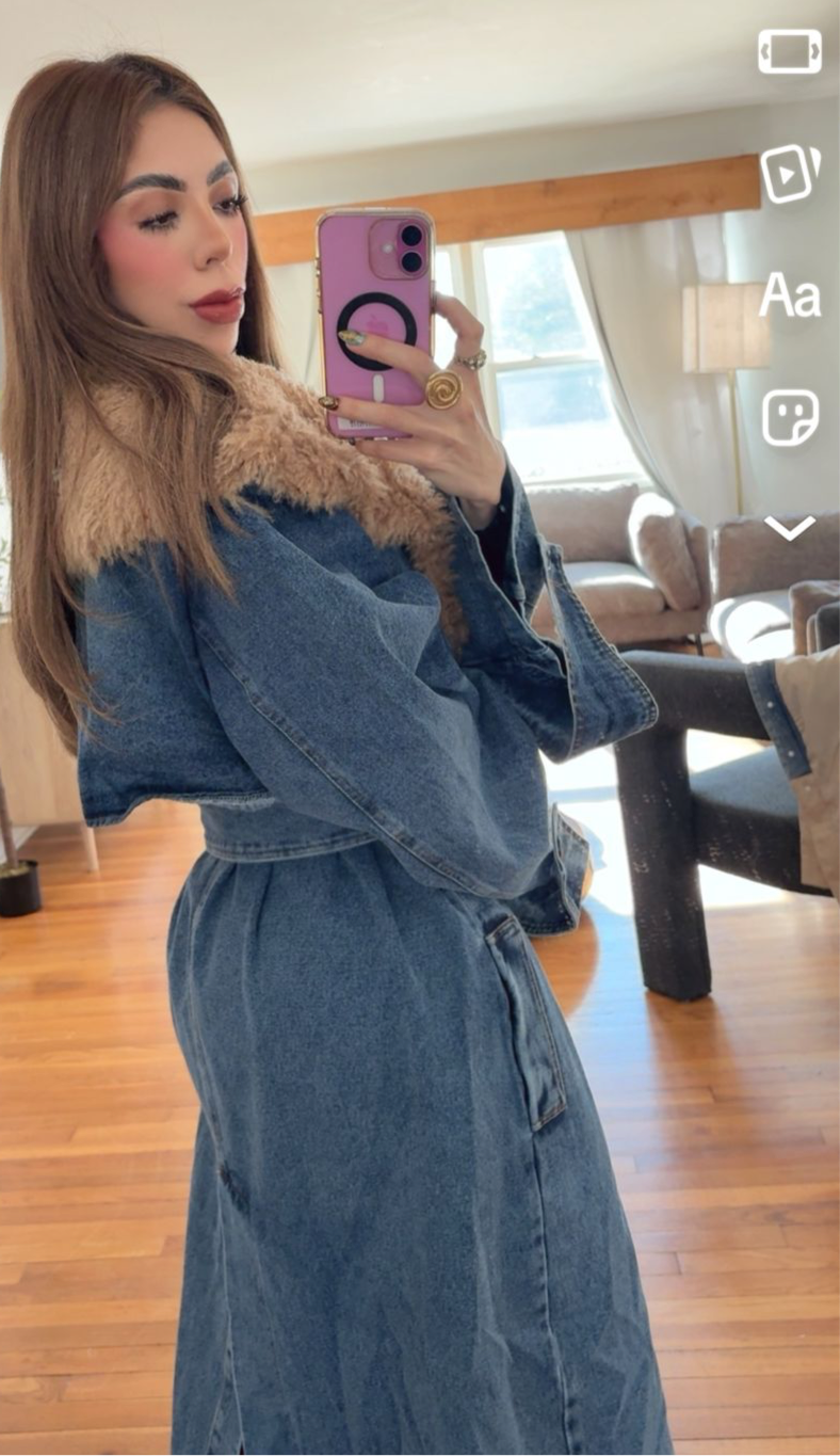Gabardina con peluche de mezclilla