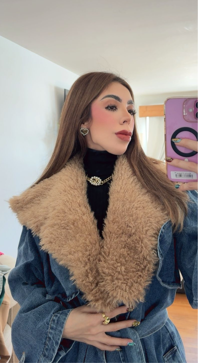 Gabardina con peluche de mezclilla
