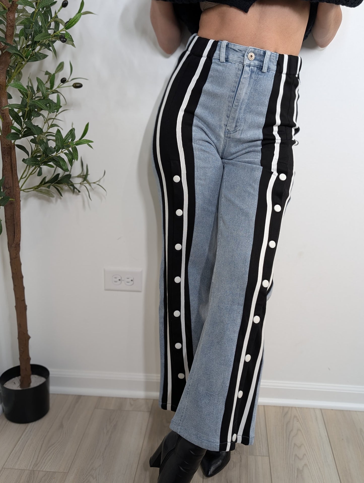 Jeans Rayas Negro y blanco super stretch