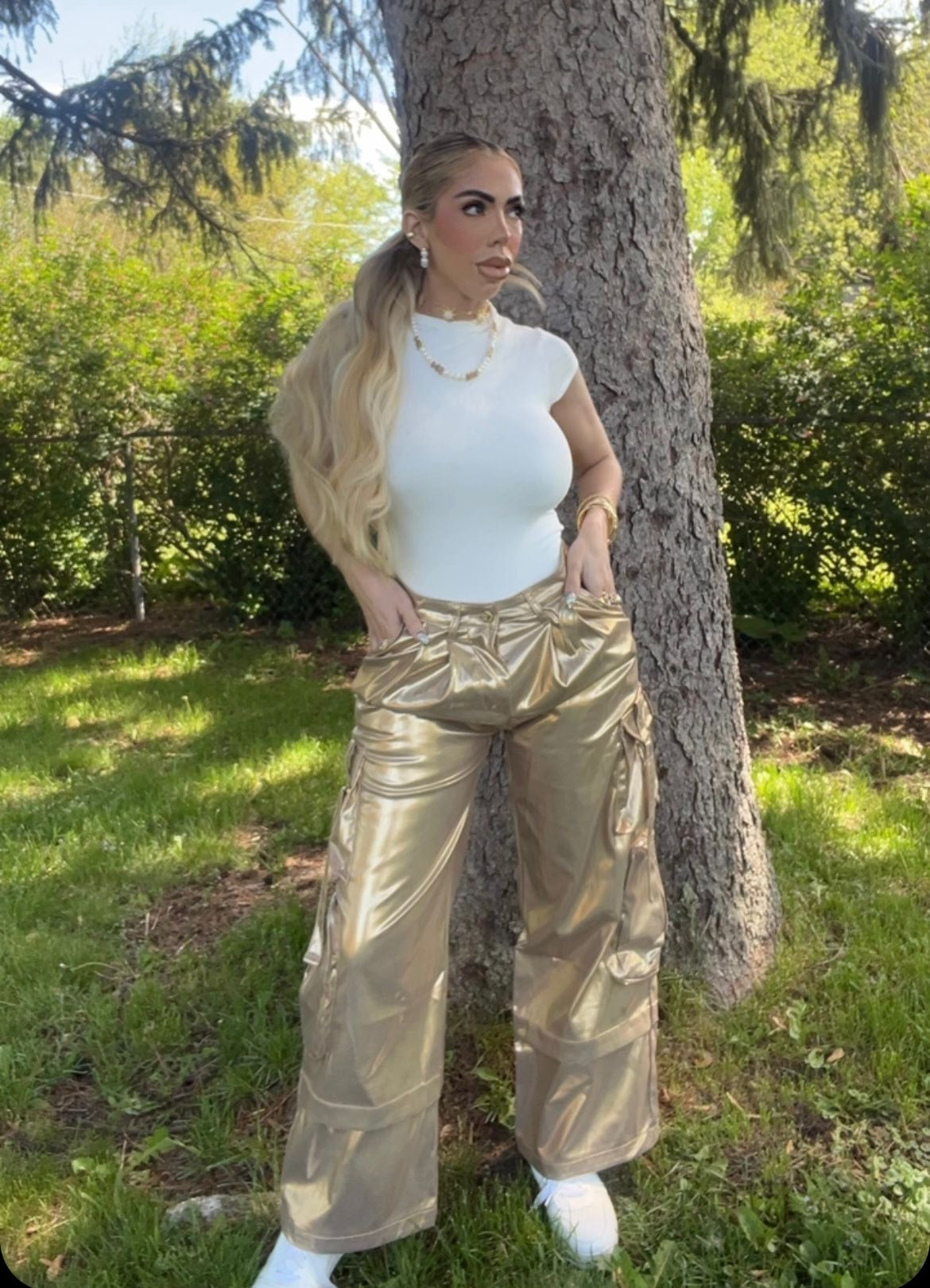 metallic pants