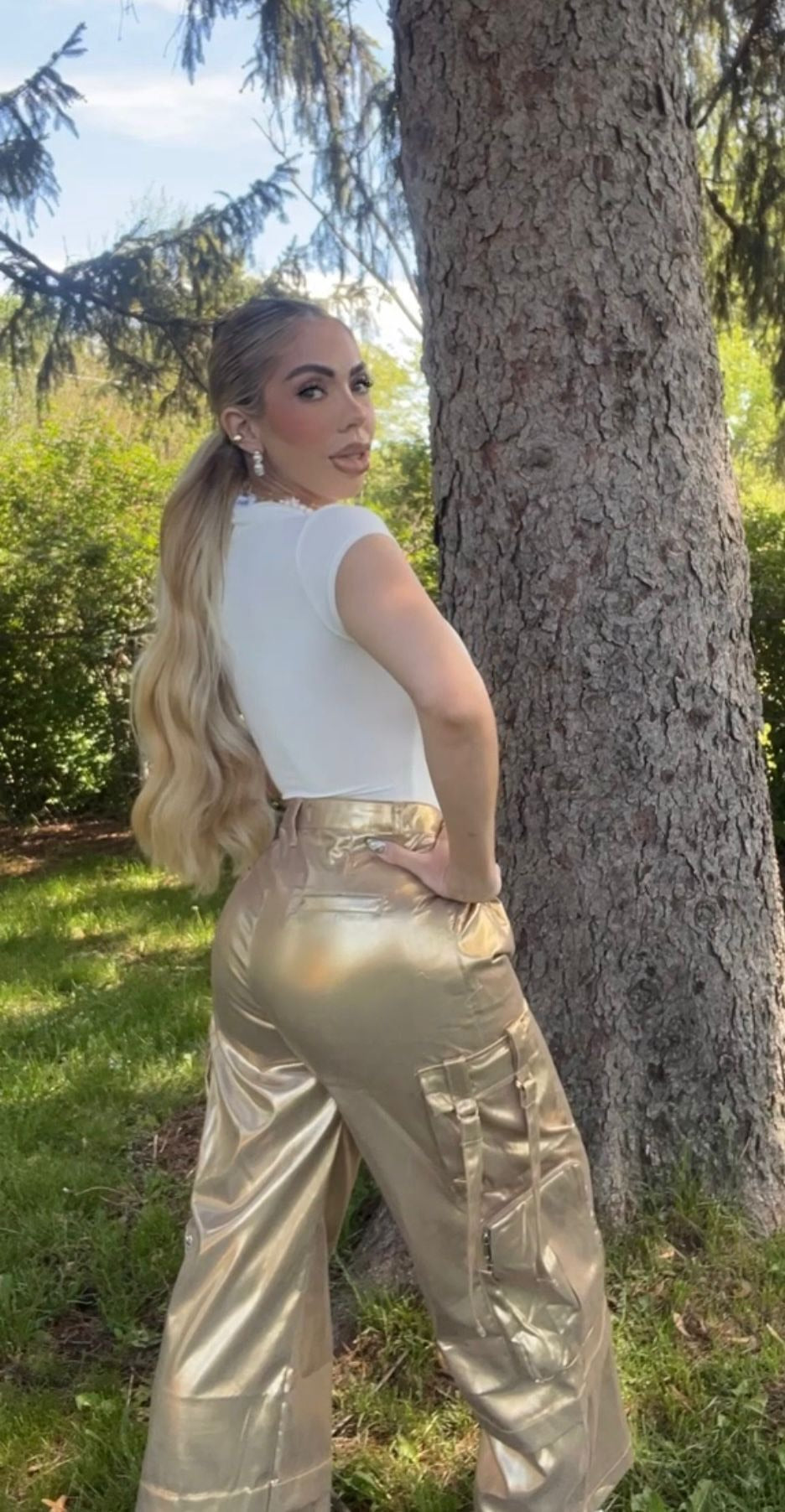 metallic pants