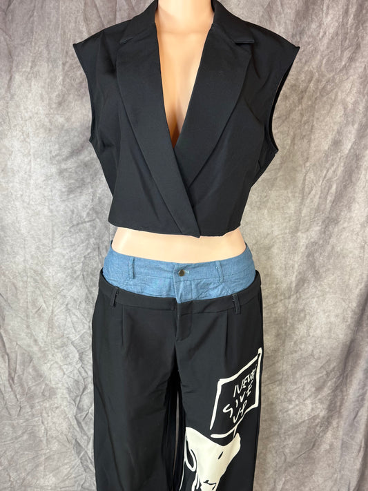 Conjunto negro chaleco+ pantalon
