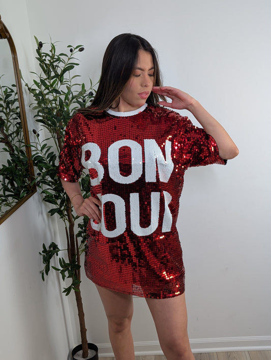 Blusón rojo lentejuela unitalla
