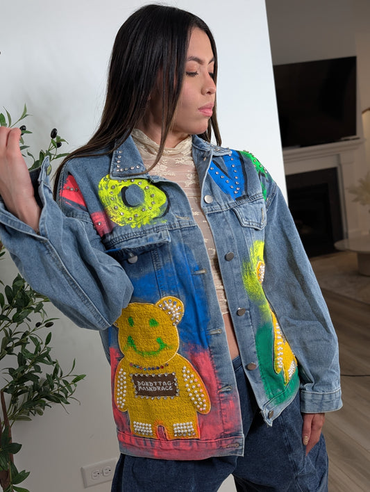 Chamarra mezcliclla oso unitalla oversized