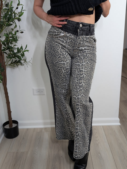 Pantalon animal print negro super stretch