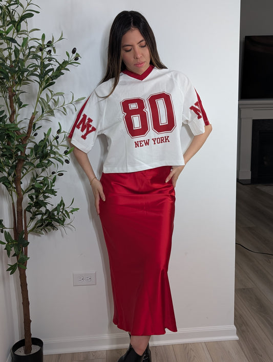 Falda Roja satin