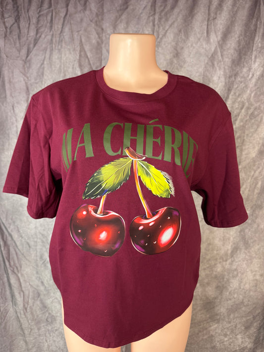 Playera cerezas vino